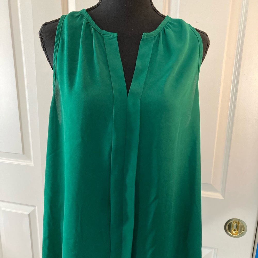 Meraki Gorgeous Emerald Green Sleeveless Blouse, Size XL